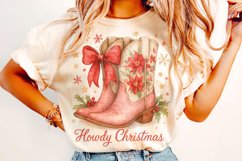 Howdy Christmas PNG, Western Christmas Cowboy Boots PNG Product Image 1