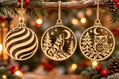 Christmas Howling Wolf Owl Laser Cut Product Image 2