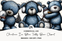 Christmas Ice Blue Teddy Bear Clipart Product Image 1