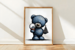 Christmas Ice Blue Teddy Bear Clipart Product Image 3