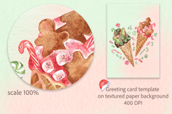 Christmas Ice Cream Cones Watercolor Illustration Product Image 4