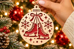 Christmas Ice Skate Ornament SVG, Laser Cut Winter Decor Product Image 2