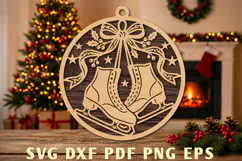 Christmas Ice Skates Laser Cut SVG Product Image 1
