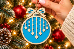 Christmas Icicle Ornament SVG, Laser Cut Bow Bauble Product Image 2