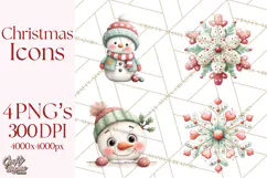 Christmas Icons Clipart PNG, Festive Holiday Clip Art Product Image 1