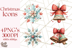 Christmas Icons Clipart PNG, Festive Holiday Clip Art Product Image 1