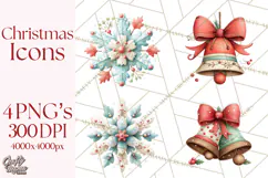 Christmas Icons Clipart PNG, Festive Holiday Clip Art Product Image 1