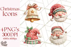 Christmas Icons Clipart PNG, Festive Holiday Clip Art Product Image 1