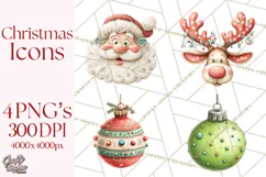 Christmas Icons Clipart PNG, Festive Holiday Clip Art Product Image 1
