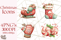 Christmas Icons Clipart PNG, Festive Holiday Clip Art Product Image 1