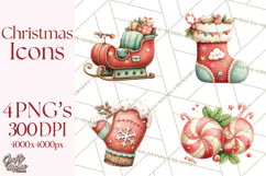 Christmas Icons Clipart PNG, Festive Holiday Clip Art Product Image 1