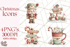 Christmas Icons Clipart PNG, Festive Holiday Clip Art Product Image 1