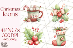 Christmas Icons Clipart PNG, Festive Holiday Clip Art Product Image 1