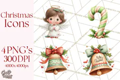 Christmas Icons Clipart PNG, Festive Holiday Clip Art Product Image 1