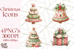 Christmas Icons Clipart PNG, Festive Holiday Clip Art Product Image 1