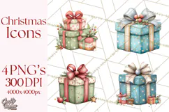 Christmas Icons Clipart PNG, Festive Holiday Clip Art Product Image 1