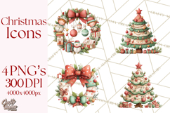 Christmas Icons Clipart PNG, Festive Holiday Clip Art Product Image 1