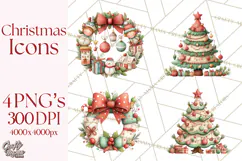 Christmas Icons Clipart PNG, Festive Holiday Clip Art Product Image 1
