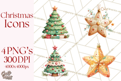 Christmas Icons Clipart PNG, Festive Holiday Clip Art Product Image 1