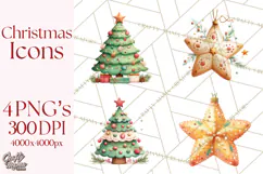 Christmas Icons Clipart PNG, Festive Holiday Clip Art Product Image 1