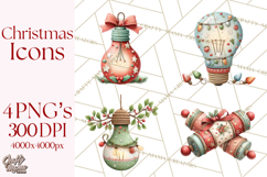 Christmas Icons Clipart PNG, Festive Holiday Clip Art Product Image 1