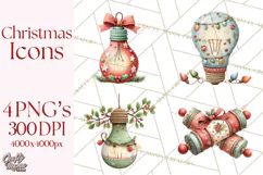 Christmas Icons Clipart PNG, Festive Holiday Clip Art Product Image 1