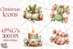 Christmas Icons Clipart PNG, Festive Holiday Clip Art Product Image 1