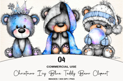 Christmas Icy Blue Teddy Bear Clipart Product Image 1