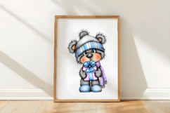 Christmas Icy Blue Teddy Bear Clipart Product Image 3