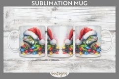 Christmas Iguana v2 Entangled in Lights Mug Wrap Sublimation Product Image 1
