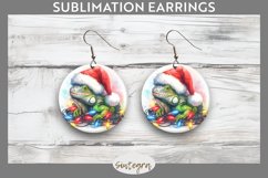 Christmas Iguana v2 Entangled in Lights Round Earrings PNG Product Image 1