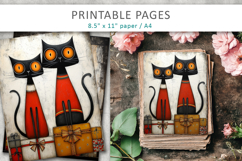 Christmas cats grunge printable pages Product Image 3