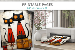 Christmas cats grunge printable pages Product Image 4