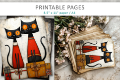 Christmas cats grunge printable pages Product Image 1
