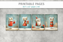 Christmas owl illustrations, printable art Product Image 2