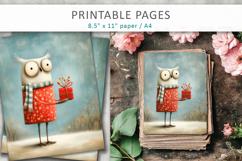 Christmas owl illustrations, printable art Product Image 3