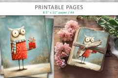 Christmas owl illustrations, printable art Product Image 4