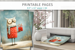 Christmas owl illustrations, printable art Product Image 5