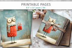 Christmas owl illustrations, printable art Product Image 6