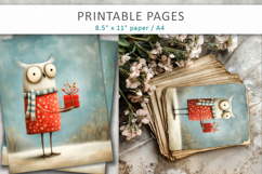 Christmas owl illustrations, printable art Product Image 7