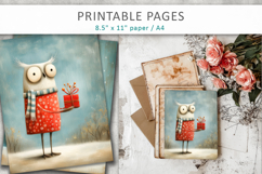 Christmas owl illustrations, printable art Product Image 8
