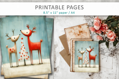 Christmas animal illustrations, grunge paper Product Image 7