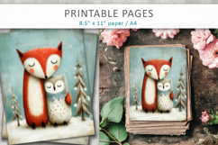 Christmas animal illustrations, grunge scrapbook pages Product Image 3