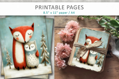 Christmas animal illustrations, grunge scrapbook pages Product Image 4