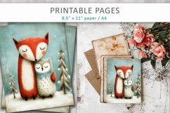 Christmas animal illustrations, grunge scrapbook pages Product Image 7