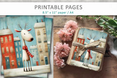 Christmas animal illustrations, grunge digital paper Product Image 3
