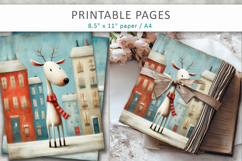 Christmas animal illustrations, grunge digital paper Product Image 5