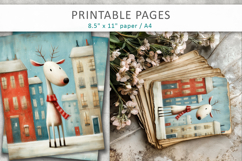 Christmas animal illustrations, grunge digital paper Product Image 6