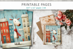 Christmas animal illustrations, grunge digital paper Product Image 7