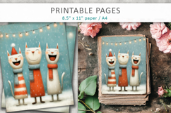 Christmas cats illustrations, grunge digital paper Product Image 3